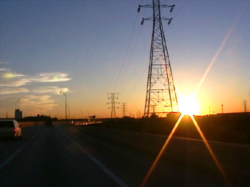 Setting Sun along I-90.
