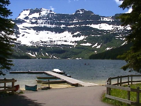 Cameron Lake from Waterton Lakes National Park. Mount Custer lies 2 miles across the lake.